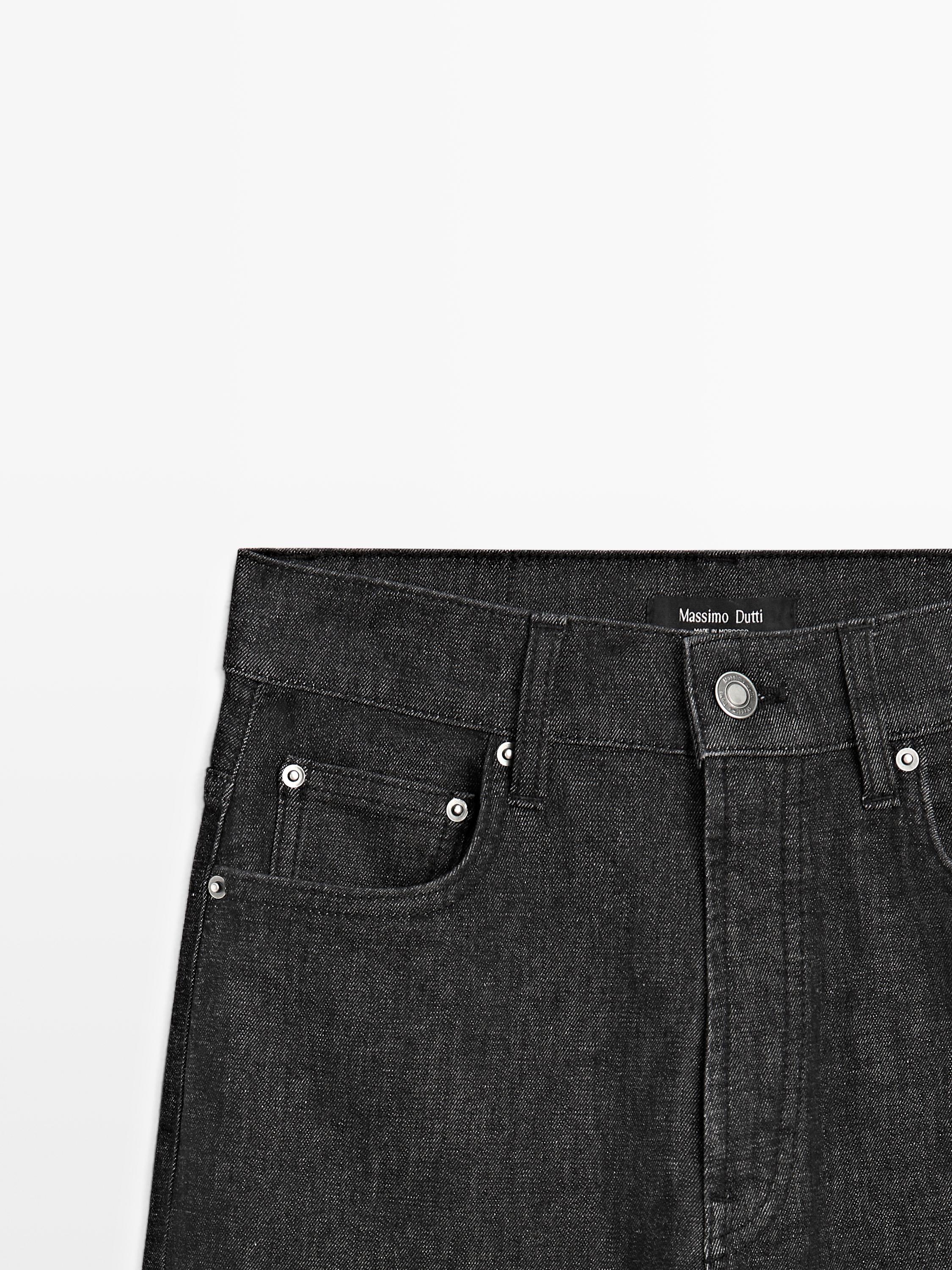 High-waist straight-leg jeans